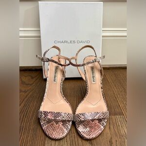 Charles David Coral and Brown Snakeskin Heels